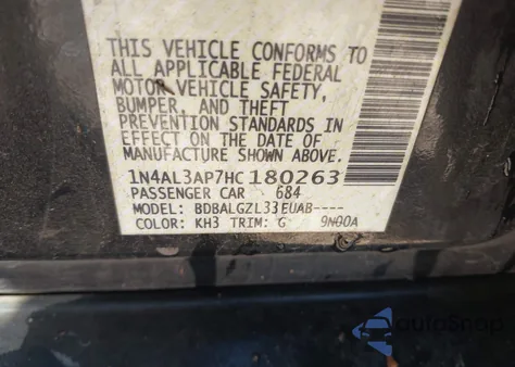 2017 Nissan Altima 2.5 S z USA, uszkodzony, nr VIN 1N4AL3AP7HC180263